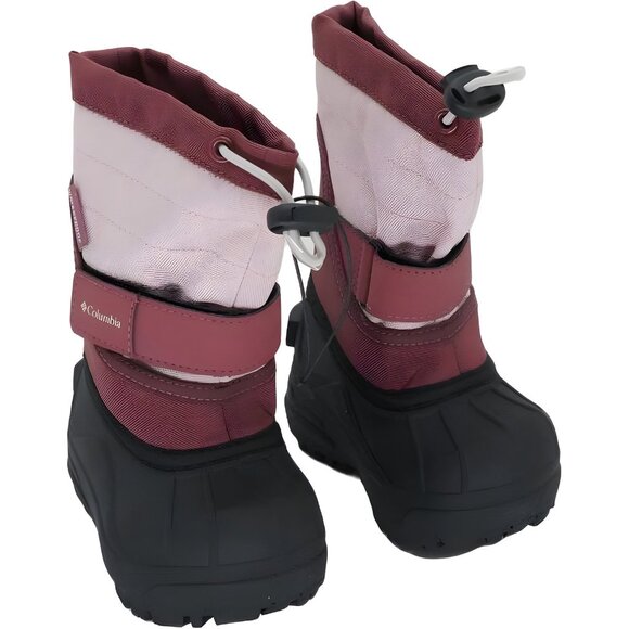 Columbia Powderbug Plus II Winter Snow Boots Dusty Pink/Beetroot Kids US 4 - Picture 4 of 6